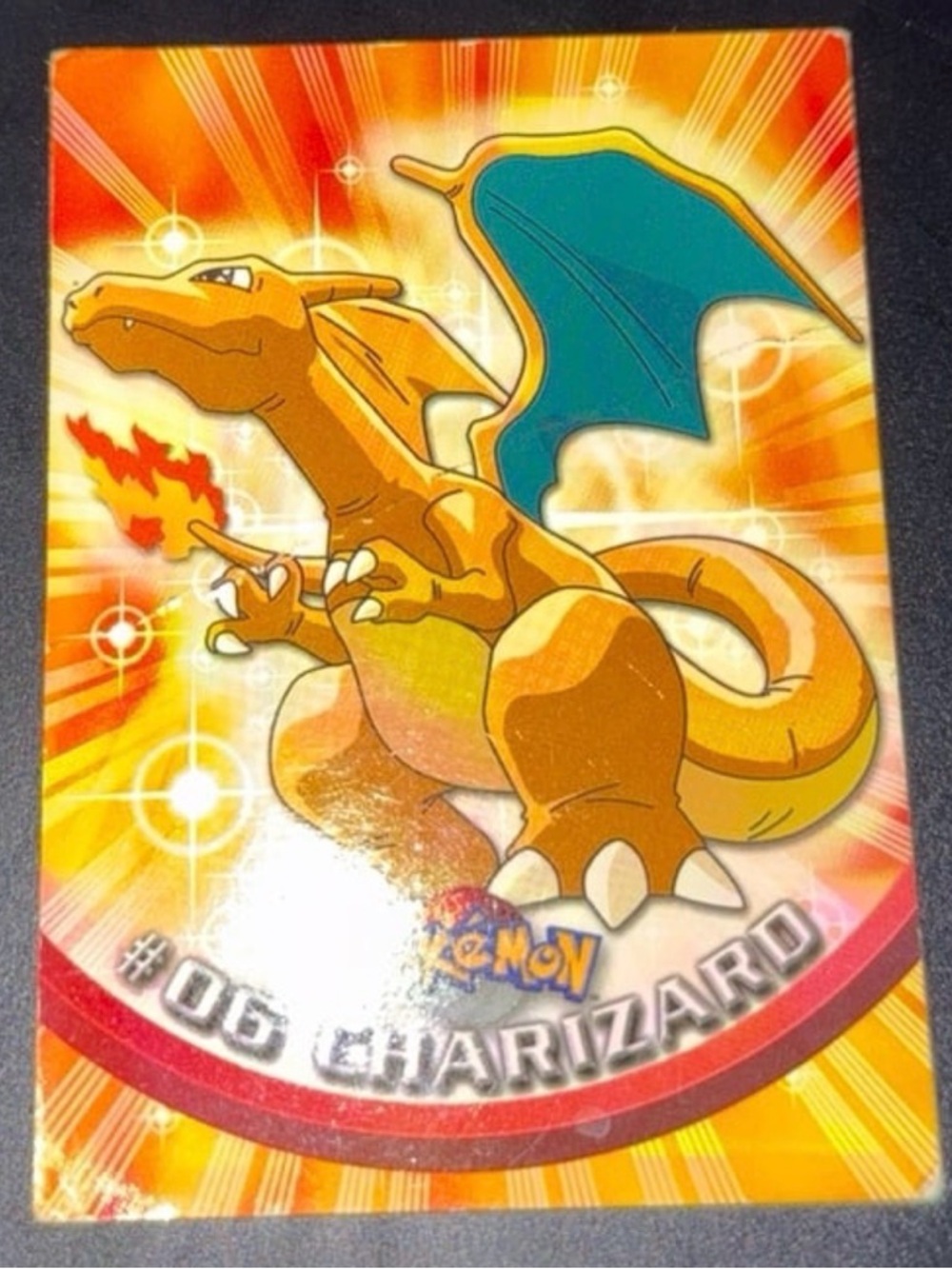 Topps Charizard #06 tv series 1 black label 2000 full Art Rare Rare Creased - Picture 3 of 6